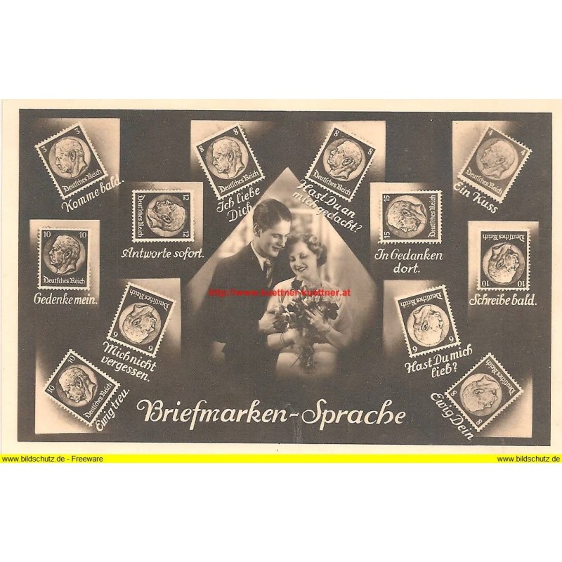 AK - Briefmarken - Sprache - Deutsches Reich - Hindenburg 