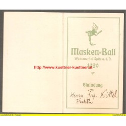 Einladung Masken-Ball Wachauerhof Spitz 1929 