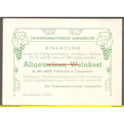 Einladung zur Allgemeinen Weinkost in Langenlois (Feb. 1950)
