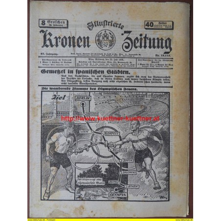 Illustrierte Kronen Zeitung Wien, Mittwoch, den 22. Juli 1936 