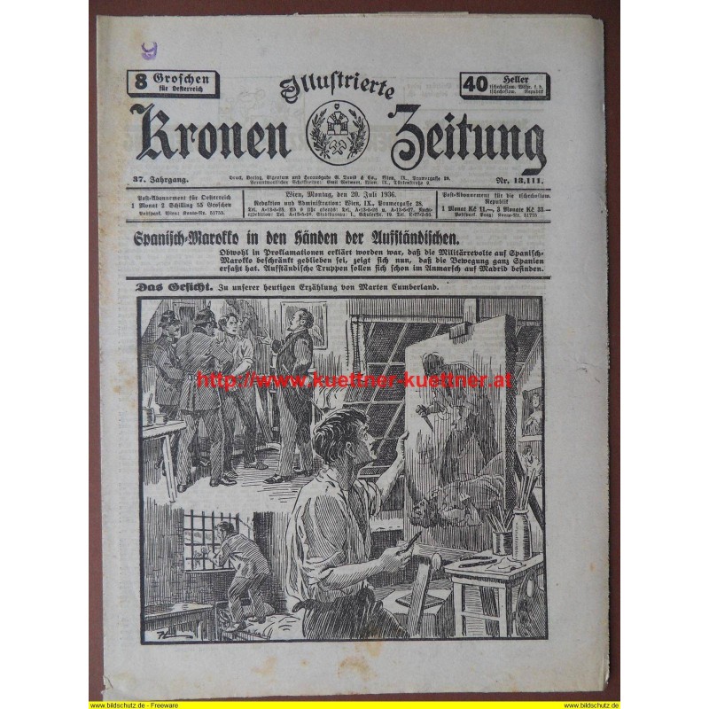 Illustrierte Kronen Zeitung Wien, Montag, den 20. Juli 1936 