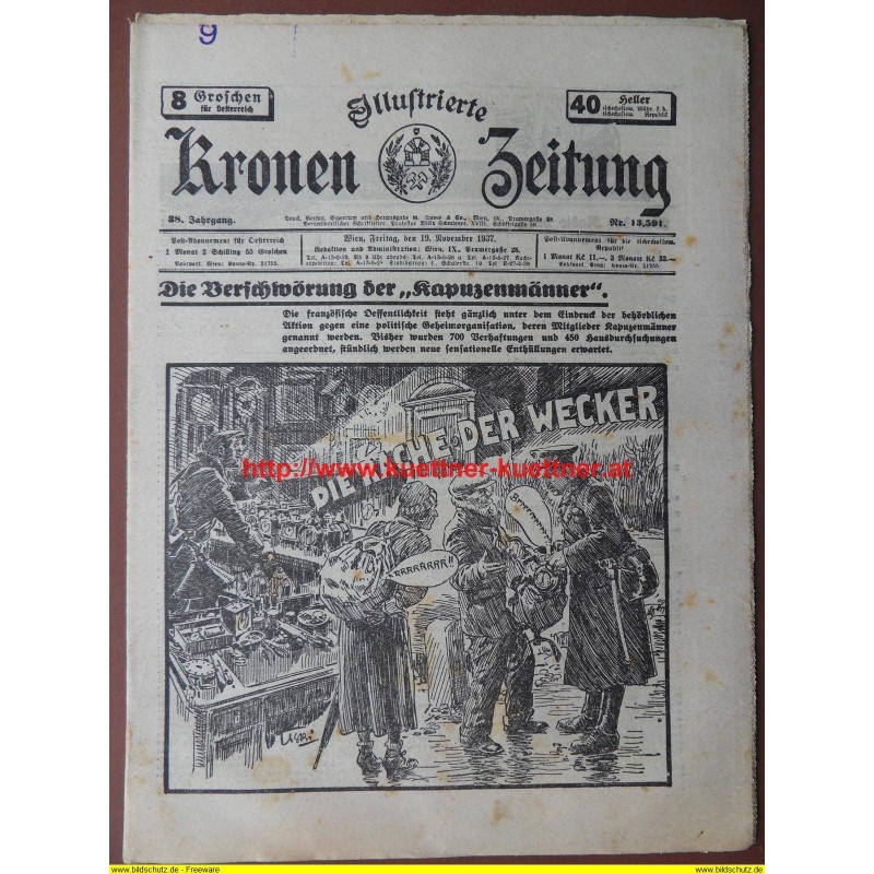 Illustrierte Kronen Zeitung Wien, Freitag, den 19. November 1937 