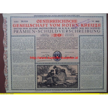 Prämien-Schuldverschreibung - Oesterr. Gesellschaft vom roten Kreuze Nr. 083 / 1916