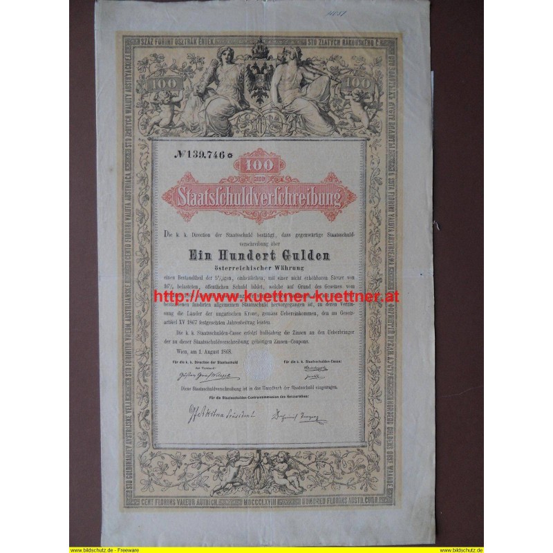 Staatsschuldverschreibung No. 139.746 / 1868 Staatsschuldverschreibung No. 139.746 / 1868