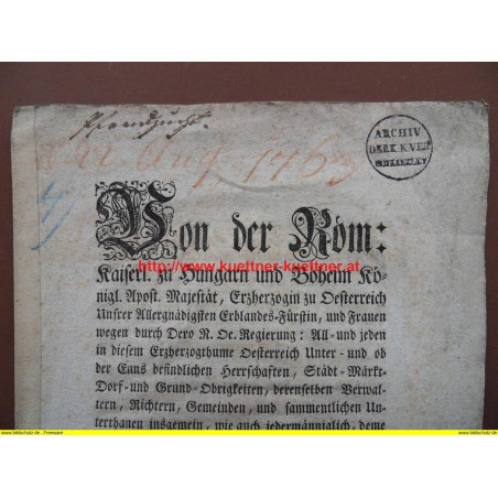 Patent über die Pferdezucht vom 22. Augusti 1763