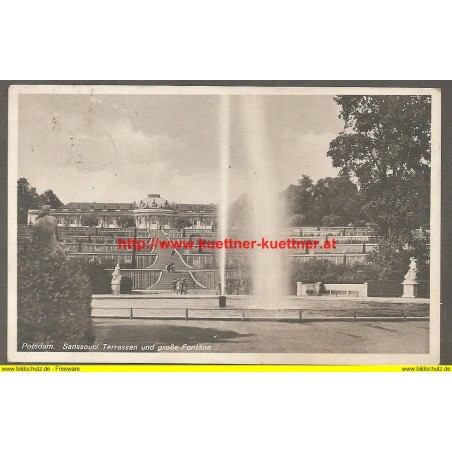 AK - Potsdam - Sanssouci Terrassen und große Fontäne - 1938 (BB) 