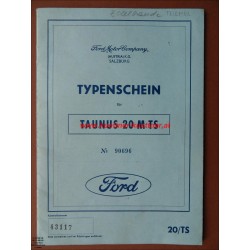 Typenschein für Ford Taunus 20 M Ts (1966)