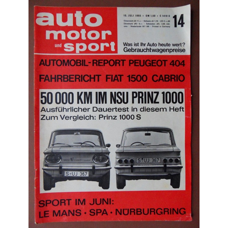 auto motor und sport 11. Jg. / Nr. 14 / 10.07.1965 auto motor und sport 11. Jg. / Nr. 14 / 10.07.1965