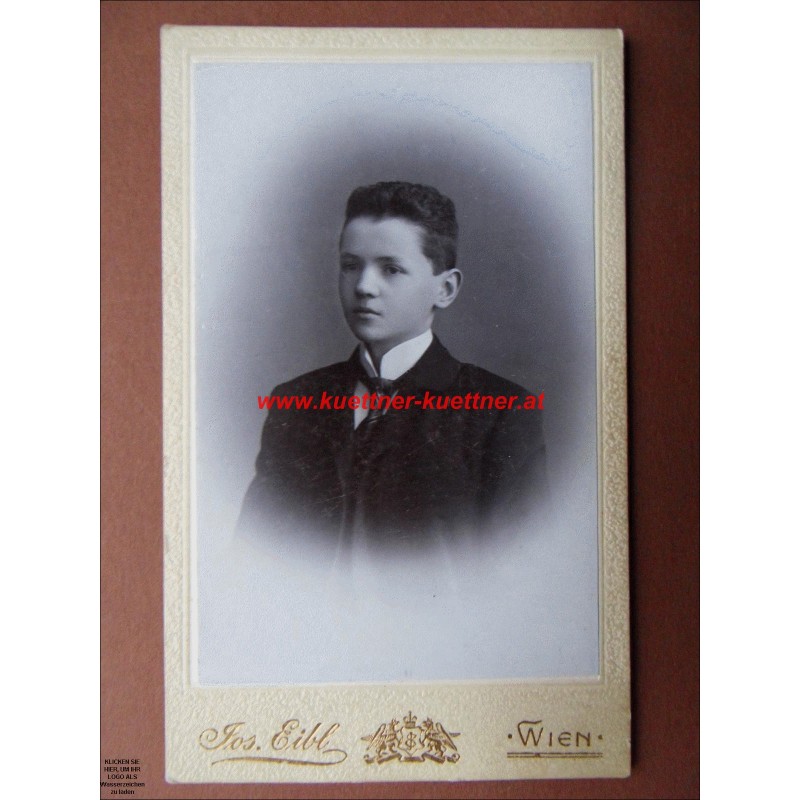 Card de Visit - Junger Herr mit Kravatte und Stehkragen - Josef Eibl - Wien