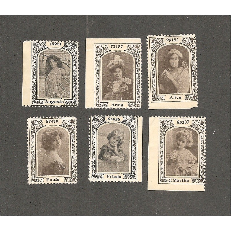 Werbemarke / Reklamemarke - 6 Stück Frauenportraits