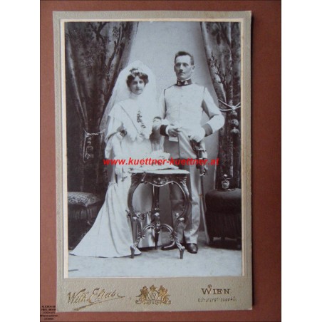 Kabinettformat - Hochzeitsfoto - Uniform - Wilhelm Elias - Wien