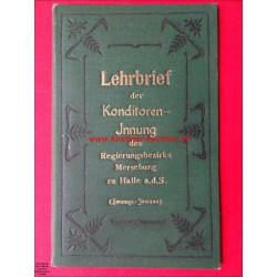 Lehrbrief der Konditoreninnung - Merseburg (1921)