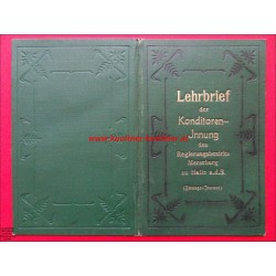 Lehrbrief der Konditoreninnung - Merseburg (1921)