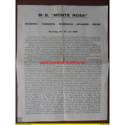 M.S. MONTE ROSA Reiseplan 31. Juli 1932 