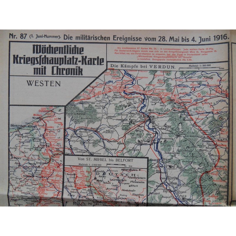 Kriegskarte sämtl. Kriegsschauplätze mit Chronik Nr. 87 Kriegskarte sämtl. Kriegsschauplätze mit Chronik Nr. 87