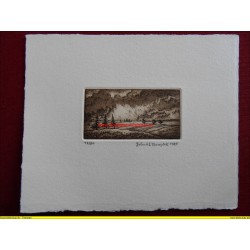 Radierung von Helmut Nowak / signiert und datiert / 17/80 / 1985