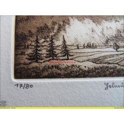 Radierung von Helmut Nowak / signiert und datiert / 17/80 / 1985