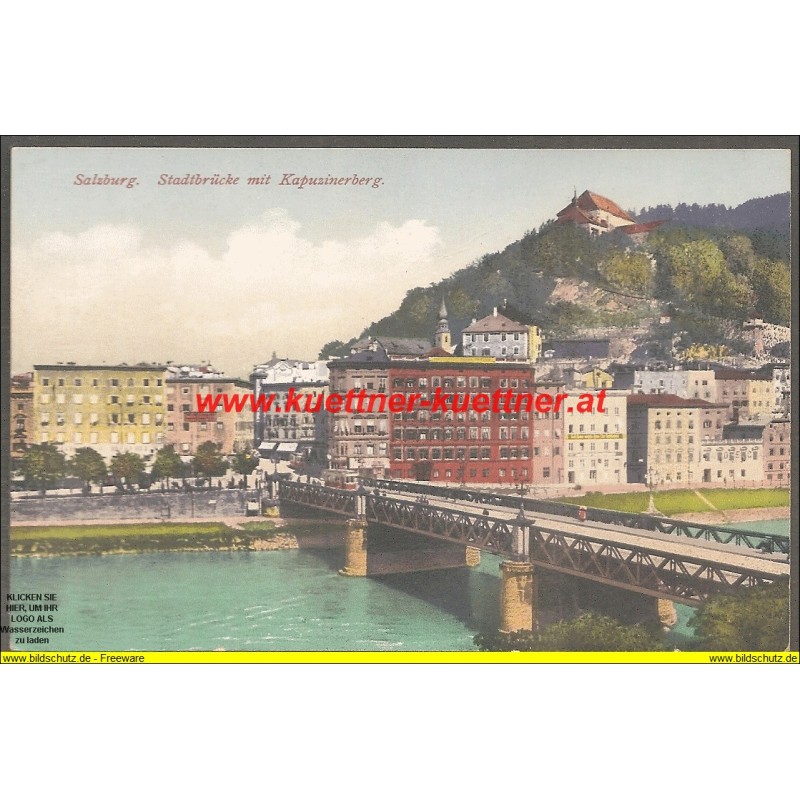 AK - Salzburg - Stadtbrücke mit Kapuzinerberg