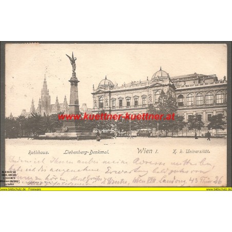 AK - Wien I. Liebenberg-Denkmal - K. k. Universität - Rathaus (1902) 