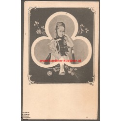 AK - Mädchen in Tracht im Kartensymbol Treff
