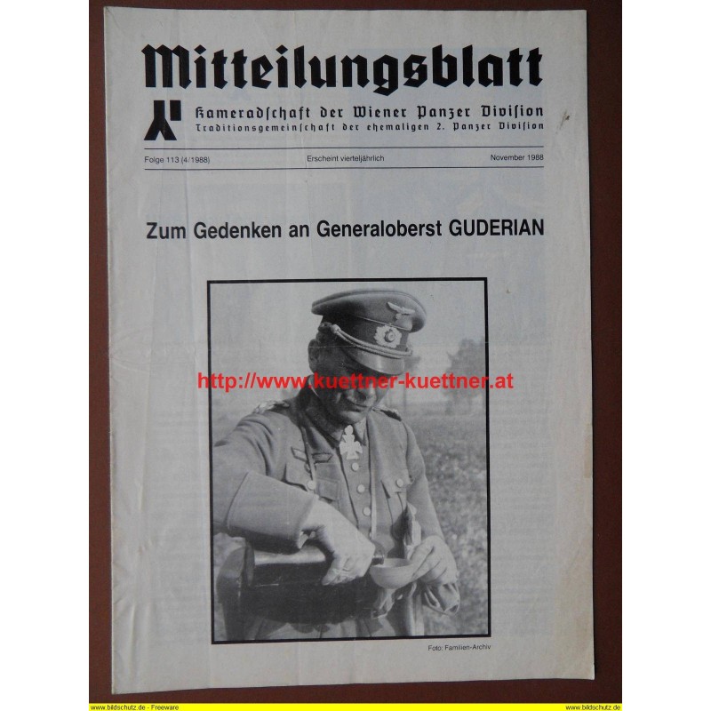 Mitteilungsblatt 2. Panzer Division Nov. 1988