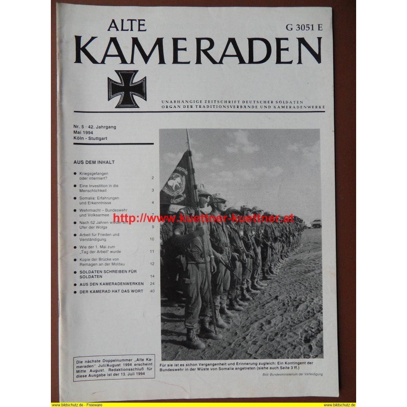 Alte Kameraden - Zeitschrift Deutscher Soldaten Nr. 05 - 1994 Alte Kameraden - Zeitschrift Deutscher Soldaten Nr. 05 - 1994