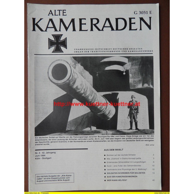Alte Kameraden - Zeitschrift Deutscher Soldaten Nr. 06 - 1994 Alte Kameraden - Zeitschrift Deutscher Soldaten Nr. 06 - 1994