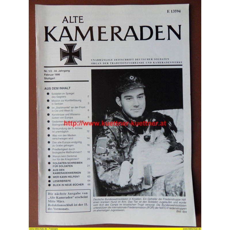 Alte Kameraden - Zeitschrift Deutscher Soldaten Nr. 1/2 - 1996 Alte Kameraden - Zeitschrift Deutscher Soldaten Nr. 1/2 - 1996
