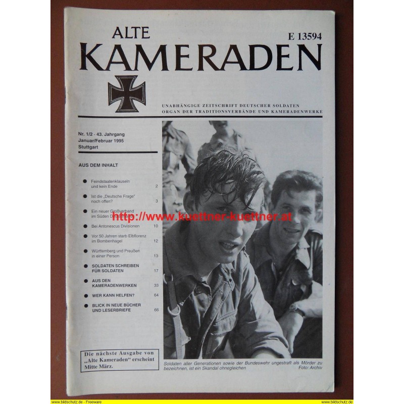 Alte Kameraden - Zeitschrift Deutscher Soldaten Nr. 1/2 - 1995 Alte Kameraden - Zeitschrift Deutscher Soldaten Nr. 1/2 - 1995