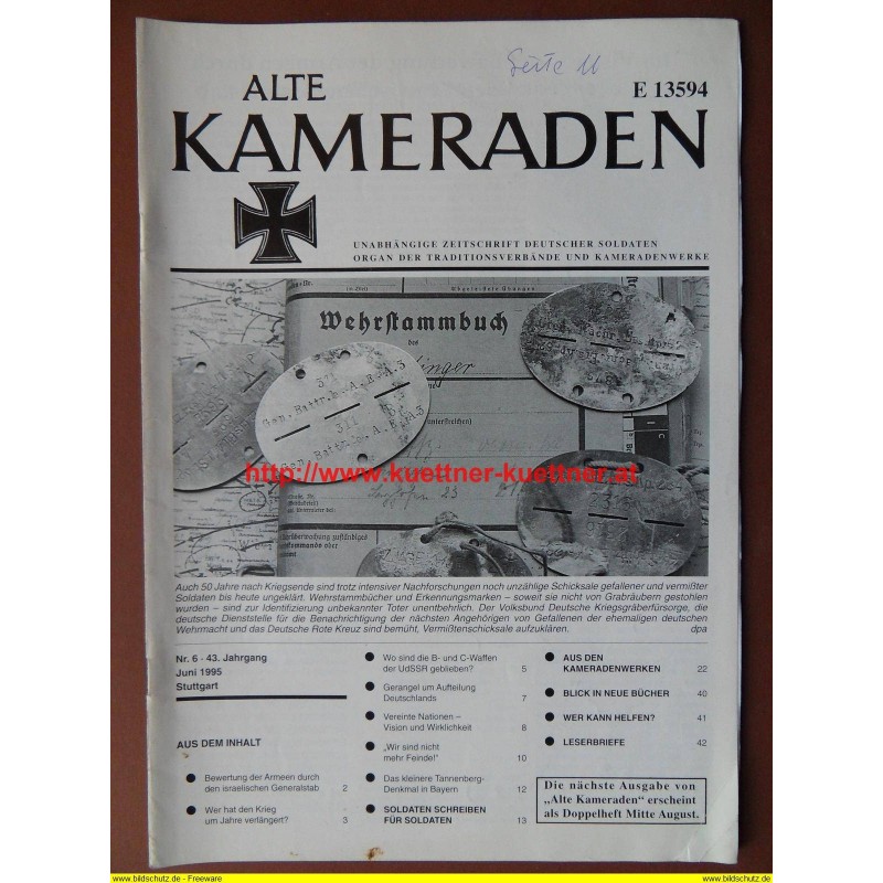 Alte Kameraden - Zeitschrift Deutscher Soldaten Nr. 6 - 1995 Alte Kameraden - Zeitschrift Deutscher Soldaten Nr. 6 - 1995