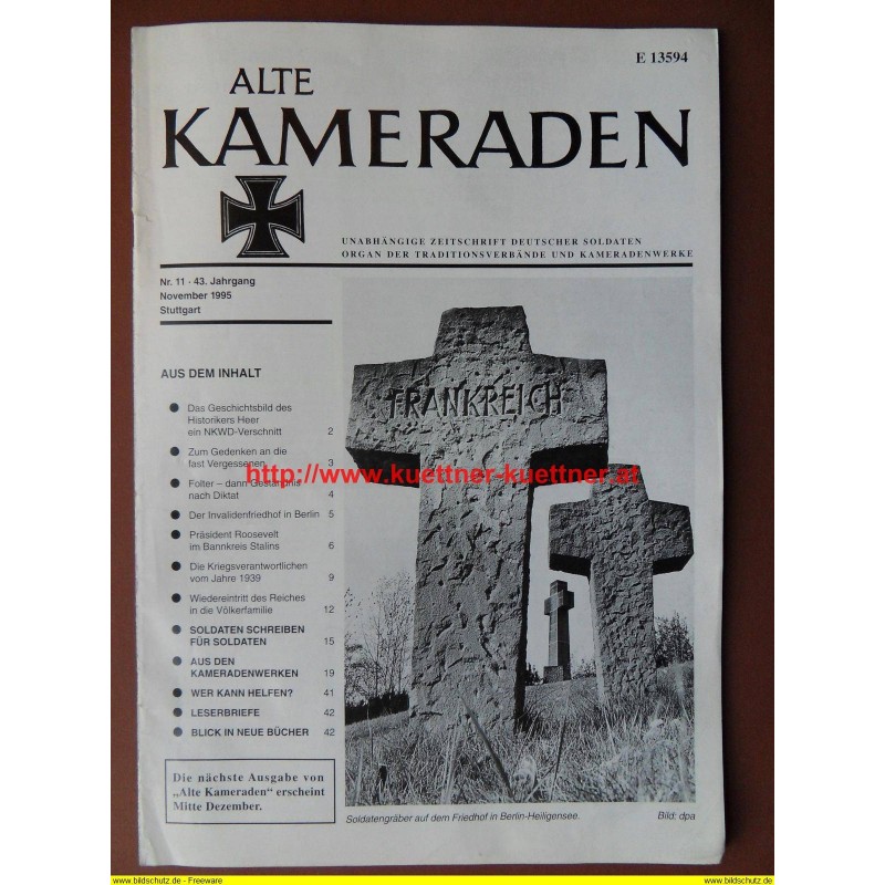 Alte Kameraden - Zeitschrift Deutscher Soldaten Nr. 11 - 1995 Alte Kameraden - Zeitschrift Deutscher Soldaten Nr. 11 - 1995