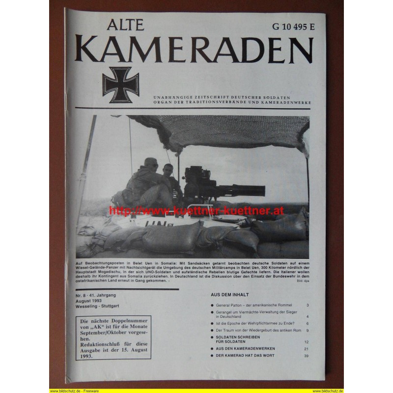 Alte Kameraden - Zeitschrift Deutscher Soldaten Nr. 8 - 1993 Alte Kameraden - Zeitschrift Deutscher Soldaten Nr. 8 - 1993