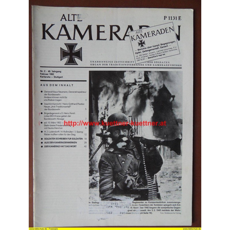 Alte Kameraden - Zeitschrift Deutscher Soldaten Nr. 2 - 1992 Alte Kameraden - Zeitschrift Deutscher Soldaten Nr. 2 - 1992