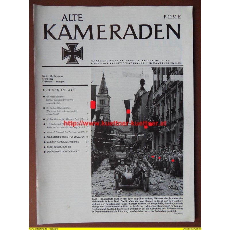 Alte Kameraden - Zeitschrift Deutscher Soldaten Nr. 3 - 1992