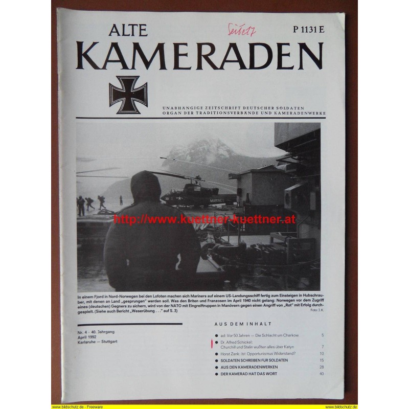 Alte Kameraden - Zeitschrift Deutscher Soldaten Nr. 4 - 1992 Alte Kameraden - Zeitschrift Deutscher Soldaten Nr. 4 - 1992