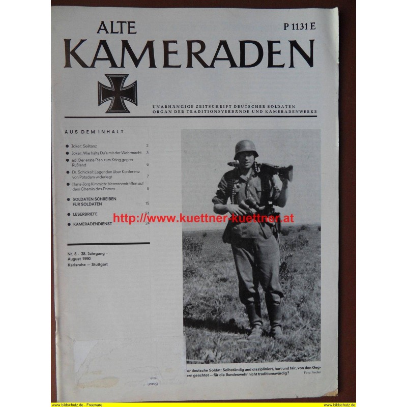 Alte Kameraden - Zeitschrift Deutscher Soldaten Nr. 8 - 1990 Alte Kameraden - Zeitschrift Deutscher Soldaten Nr. 8 - 1990