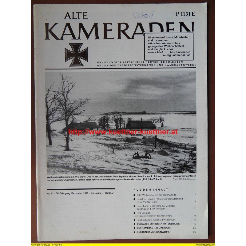 Alte Kameraden - Zeitschrift Deutscher Soldaten Nr. 12 - 1990 Alte Kameraden - Zeitschrift Deutscher Soldaten Nr. 12 - 1990