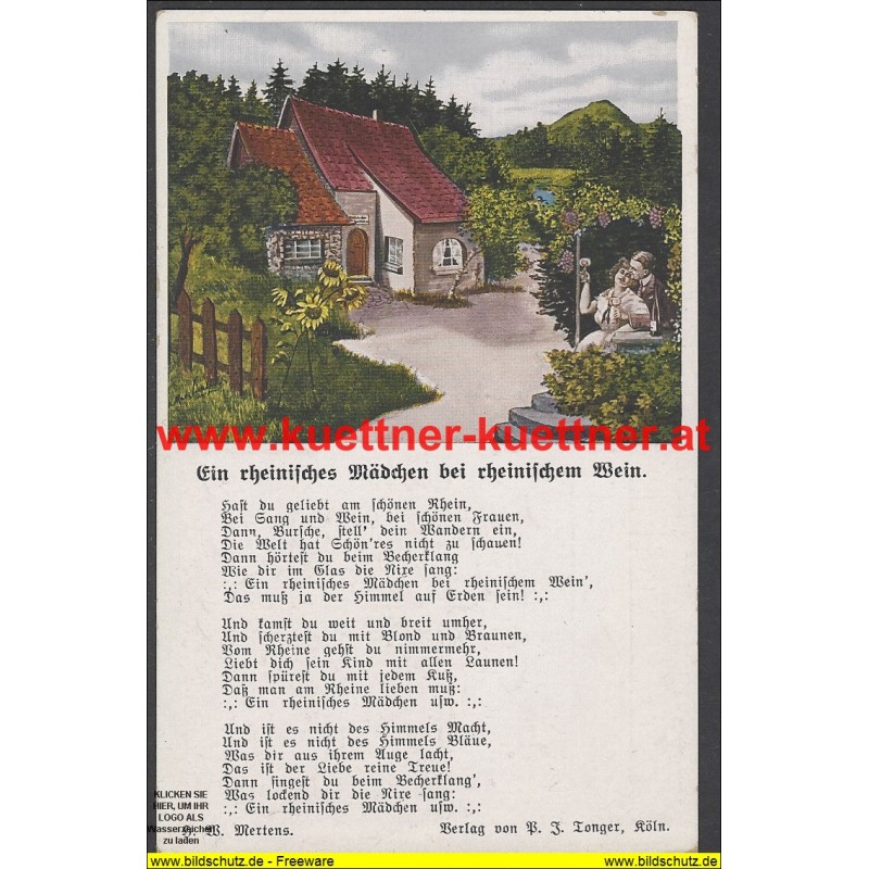 AK - Ein rheinisches Mädchen bei rheinischen Wein AK - Ein rheinisches Mädchen bei rheinischen Wein