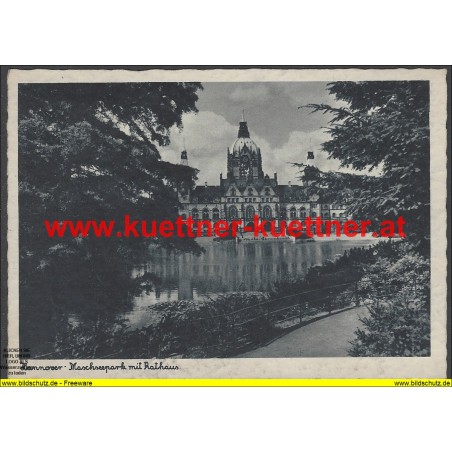 AK - Hannover - Maschseepark mit Rathaus (NI)