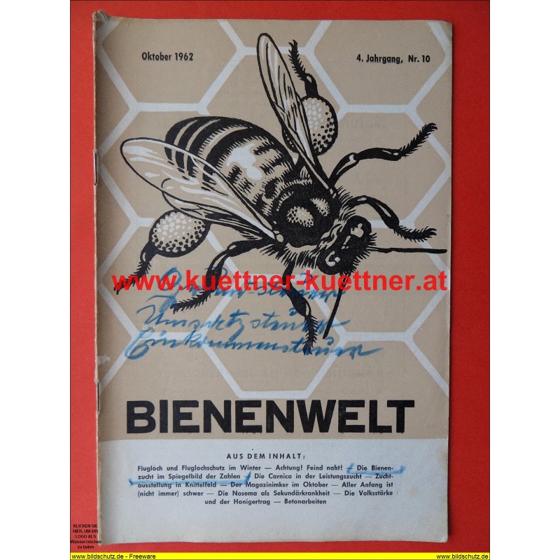 Bienenwelt 4. Jg. Nr. 10 - Oktober 1962