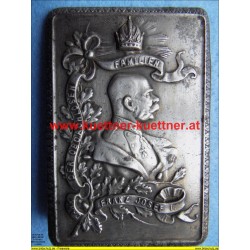 Aufstellplakette Kaiser Franz Josef I. - Dank der obdachlosen Familien (9cm x 6cm)