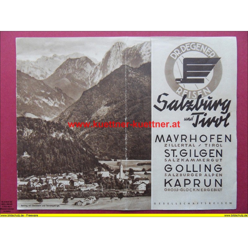 Prospekt Degener Reisen Salzburg und Tirol (30er Jahre)