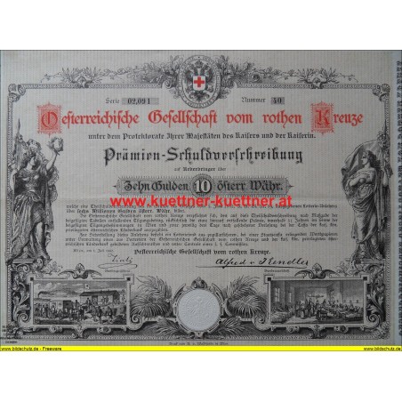 Prämien-Schuldverschreibung - Österr. Gesellschaft vom rothen Kreuze Nr. 40 / 1882