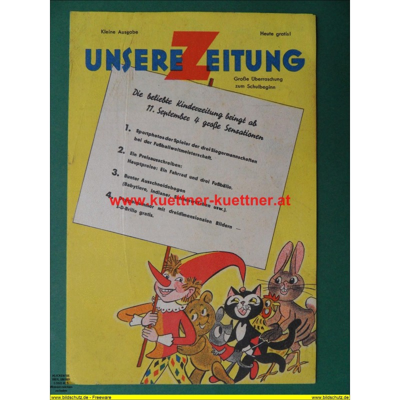 Werbung - Stundenplan Unsere Zeitung (60er Jahre)