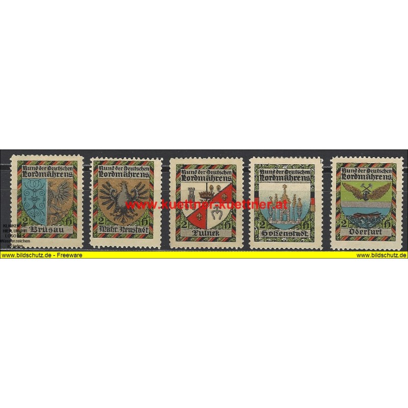 Werbemarke - Bund der Deutschen Nordmährens - Mähr. Neustadt, Brüsau, Fulnek, Hohenstadt, Oderfurt Werbemarke - Bund der Deutschen Nordmährens - Mähr. Neustadt, Brüsau, Fulnek, Hohenstadt, Oderfurt