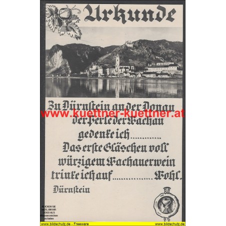 AK - Urkunde zu Dürnstein an der Donau