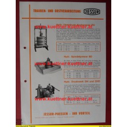 Werbeblätter - JESSUR Trauben- und Obstverarbeitung (60er Jahre)