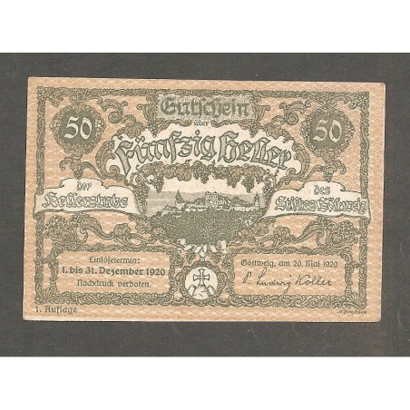 Notgeld Kellerstube des Stiftes Gottweig - 50 Heller - 1. Auflage