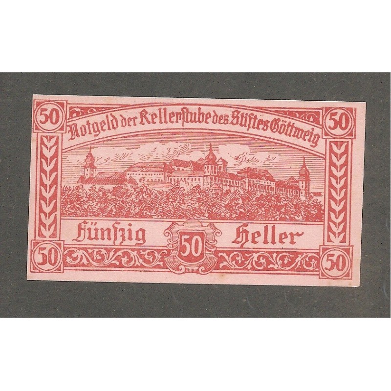 Notgeld Kellerstube des Stiftes Gottweig - 50 Heller - 2. Auflage