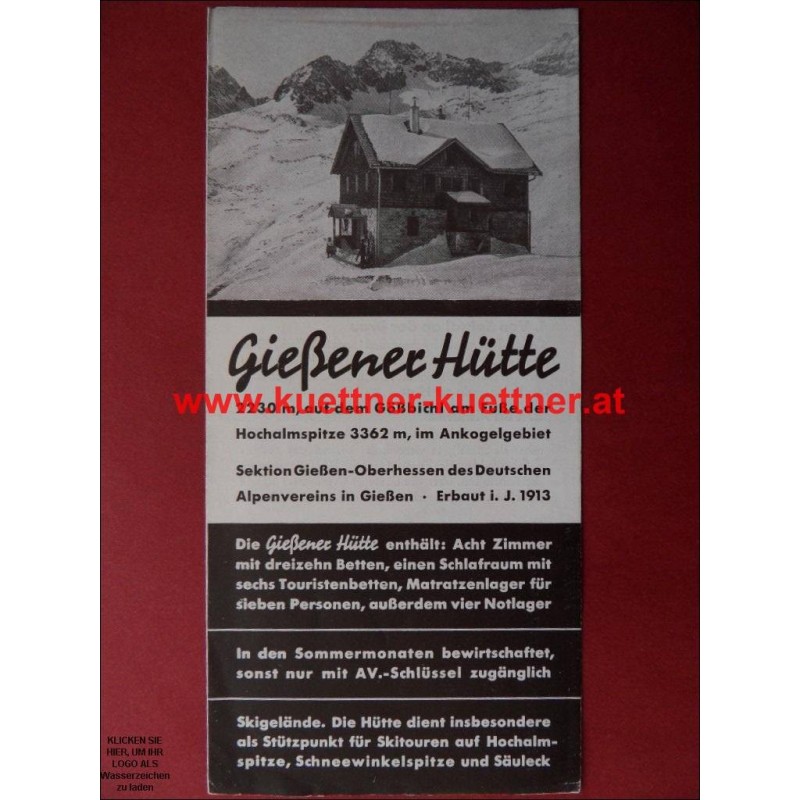 Prospekt Gießener Huette 1938 Prospekt Gießener Huette 1938